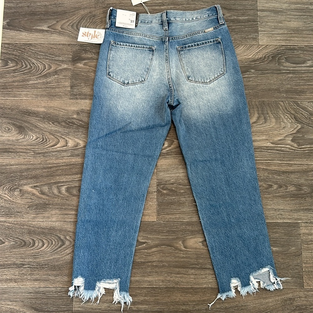 NEW KanCan 27 7 Regina High Waist Mom Jeans Distressed Ripped Denim Medium Wash - Picture 10 of 14